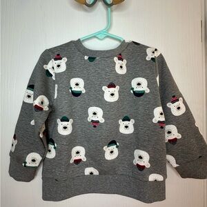 NWOT Polar Bear pattern gray‎ long sleeve pullover sweatshirt toddler boys 2T
